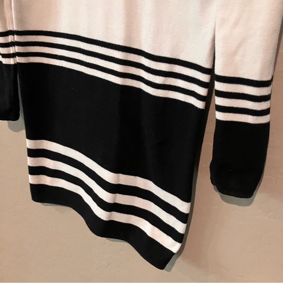 Jacqueline De Young Black and White Striped Turtle Neck Cotton Sweater Dress XS - Picture 4 of 13